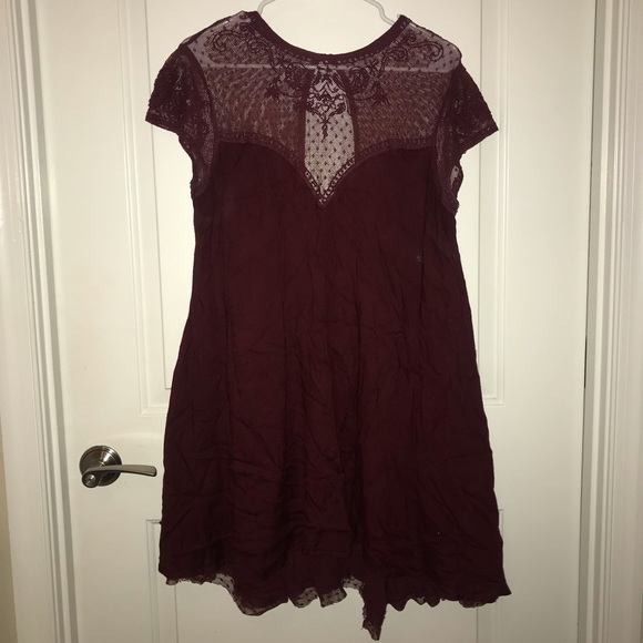 Maroon Lace Open Back Urban Outfitters Dress - Picture 1 of 8